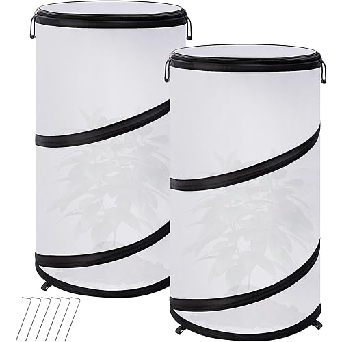 2 Pcs Pop Up Mini Greenhouse Plant Cover, 20 x 12 Inch Round Winter Garden Plants Freeze Protection Tent, Foldable Plant Protector Enclosure Warm House for Cold Frost Protection Indoor & Outdoor