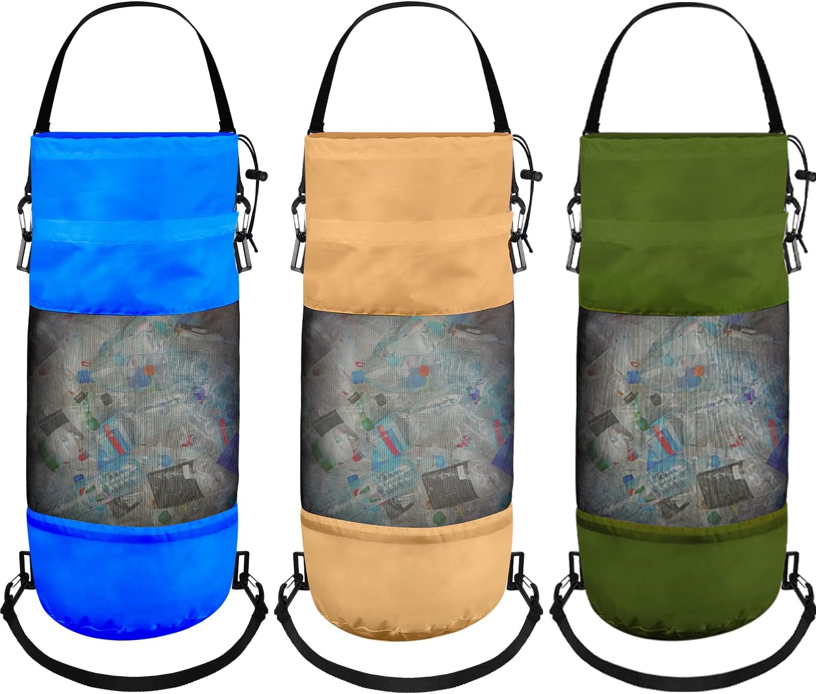 Gersoniel 3 Pack Boat Trash Can Boat Accessories Mesh Trash Bags Portable Garbage Container for Kayak Pontoon Camper Fishing Storage Cabin
