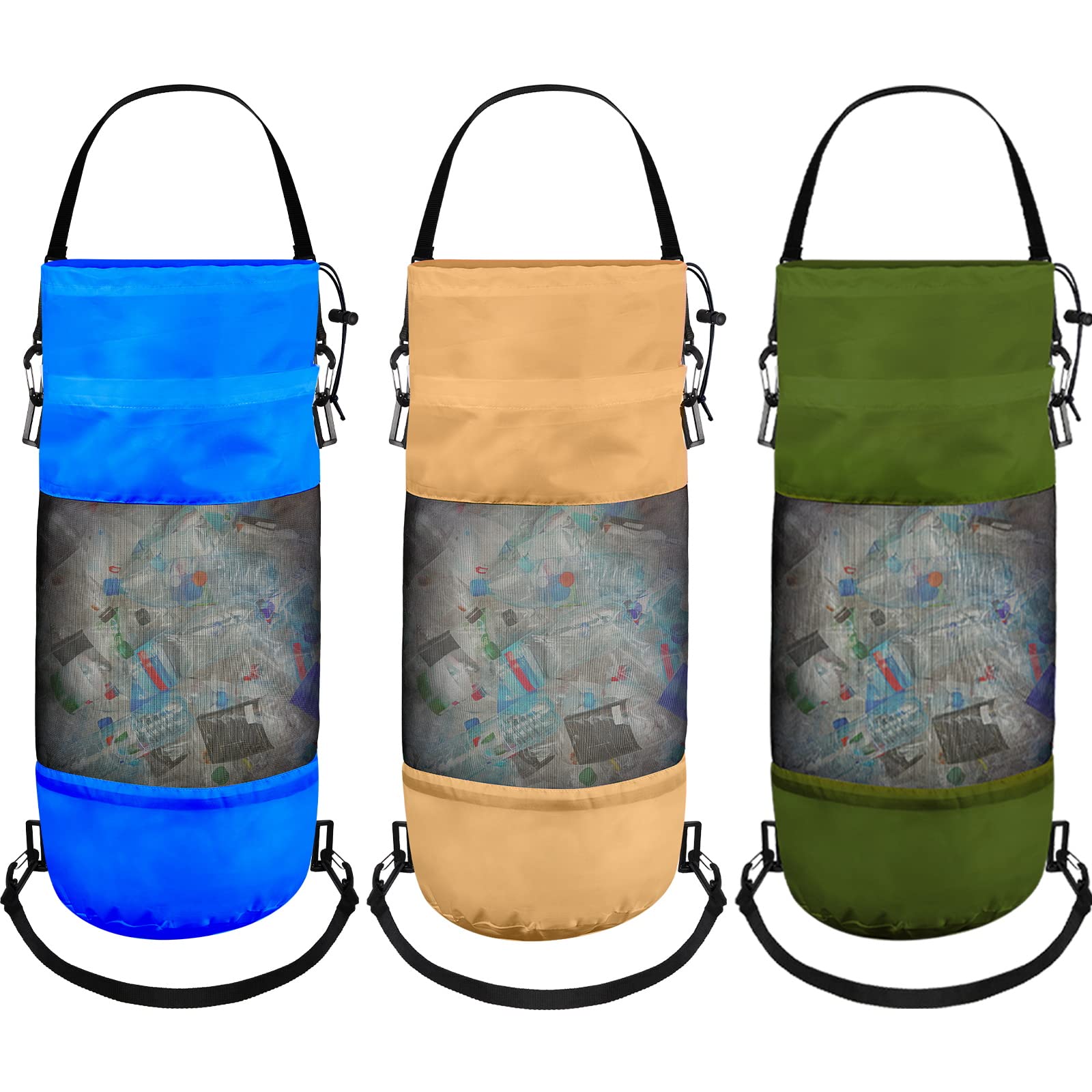 3 Pack Boat Trash Bags Portable Trash Can Accessories Mesh Garbage Container for Boat Kayak Camper Men Women Adults