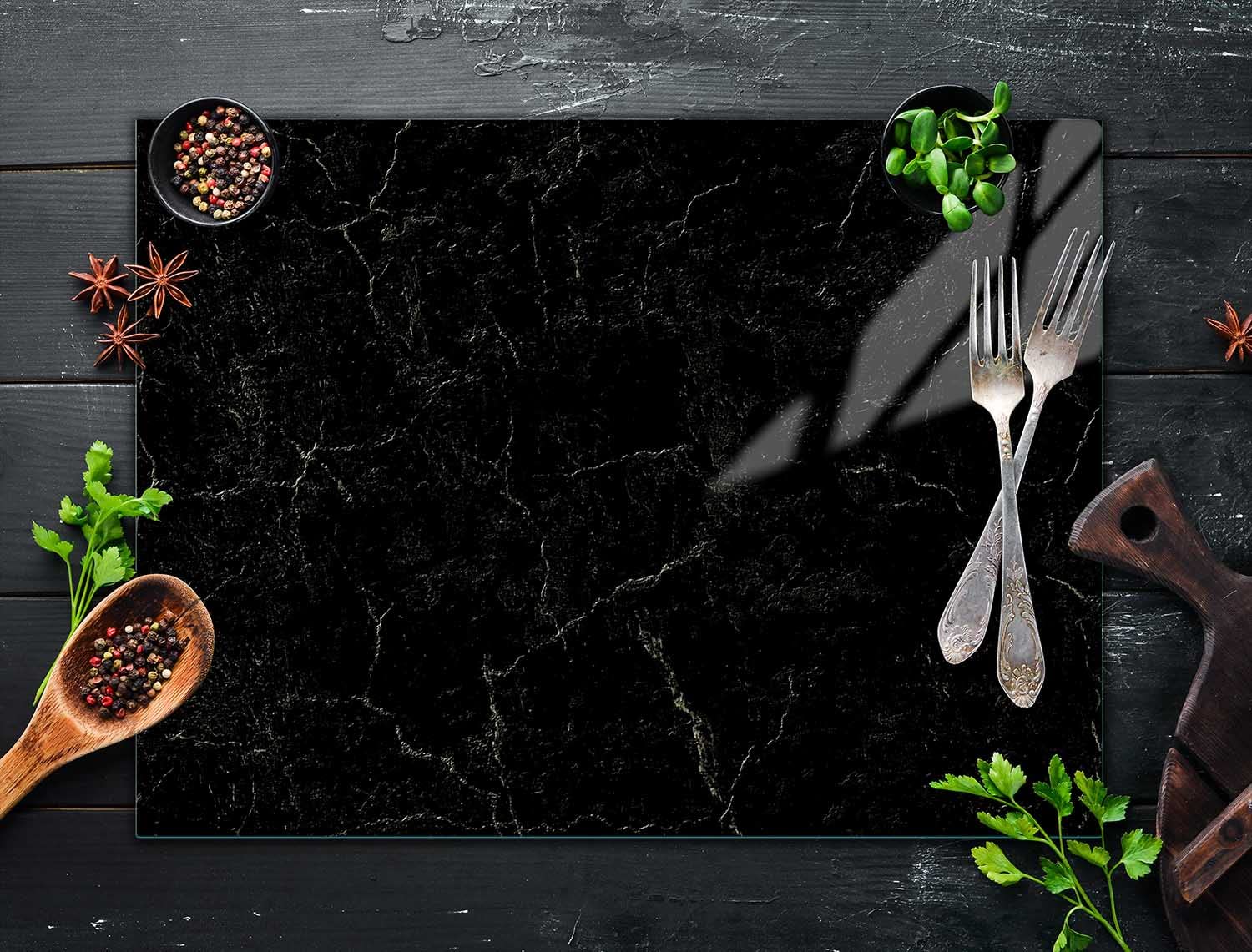 Placa protectora de vitrocerámica 70 x 52 cm 1 pieza cocina eléctrica universal para inducción protección contra salpicaduras tabla de cortar de vidrio templado como decoración, MÁRMOL