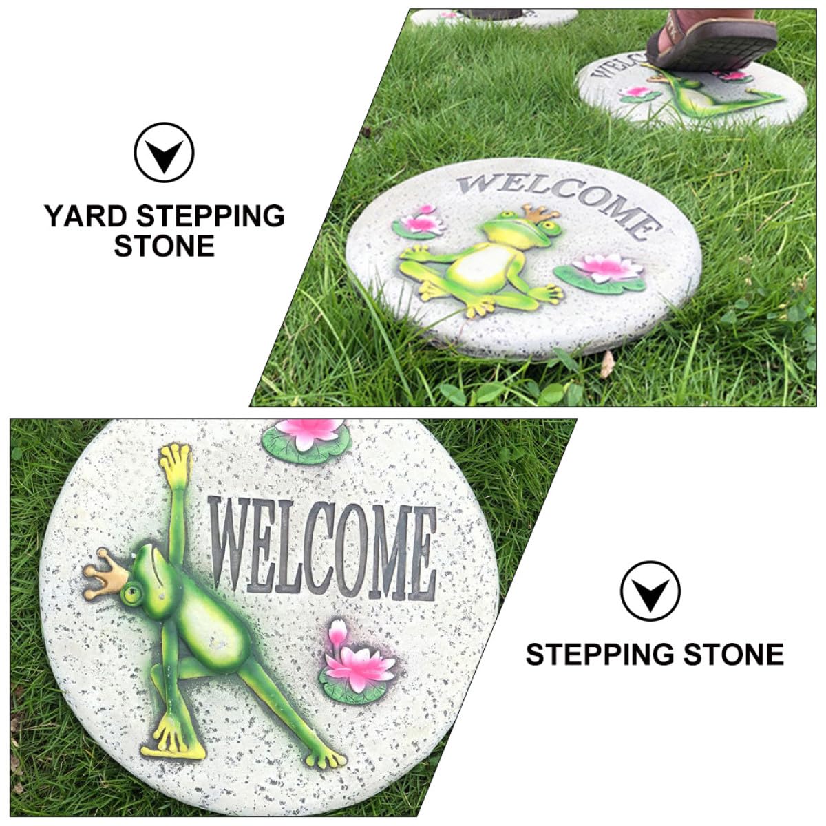 OSALADI Pietre di Benvenuto in Cemento per Giardino, Pietra per Gradini da Prato Decorativa, Ornamento da Esterno Piccolo e Portatile per Cortile e Patio