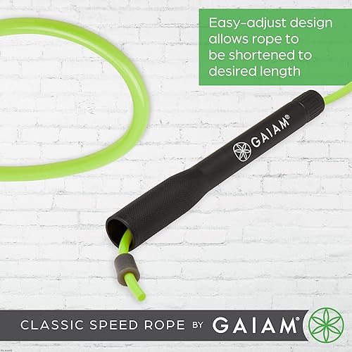 Miniatura 3 de Gaiam Cuerda de velocidad clásica para mujeres y hombres, cuerda de saltar para fitness y ejercicio, ligera, sin enredos, portátil y ajustable para