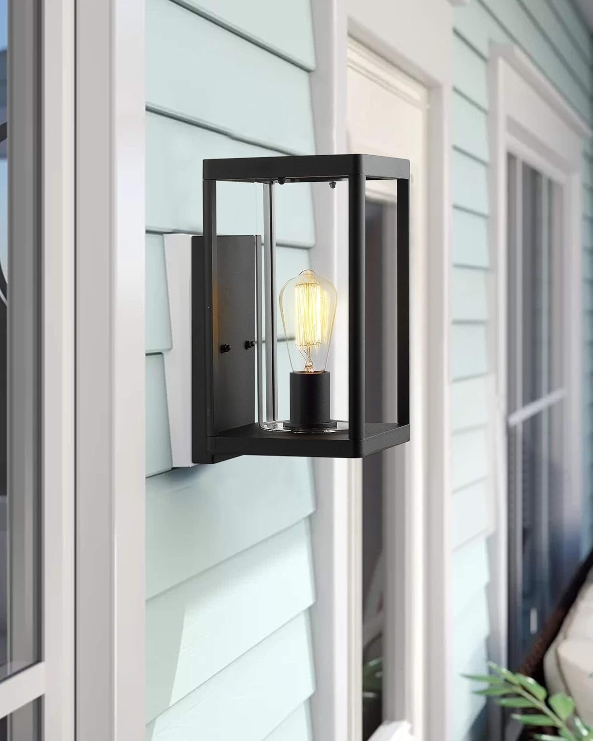 🛒 Crаzу Dеаlѕ Beionxii Outdoor Wall Sconces | Modern Exterior Porch Light Wall Mount Lantern, Sand Textured Black Cast Aluminum with Clear Cylinder Glass - A291W-1PK