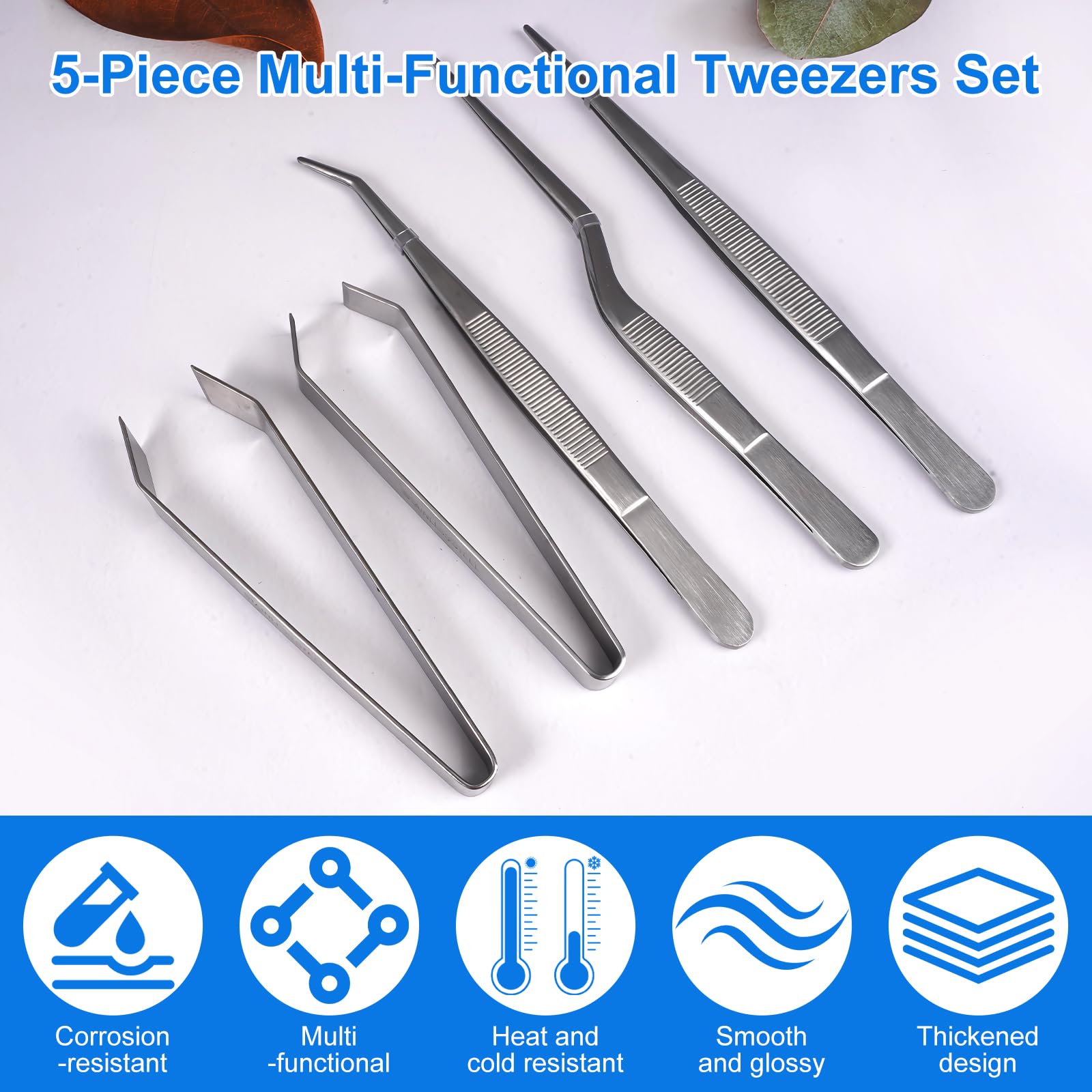 5 Pinzas De Cocina, Pinzas De Cocina De Acero Inoxidable, Pinzas Profesionales, Pinzas Para Espinas De Pescado, Pinzas De Acero Inoxidable, Tenazas De Acero Inoxidable, Para Decorar Alimentos — view 4