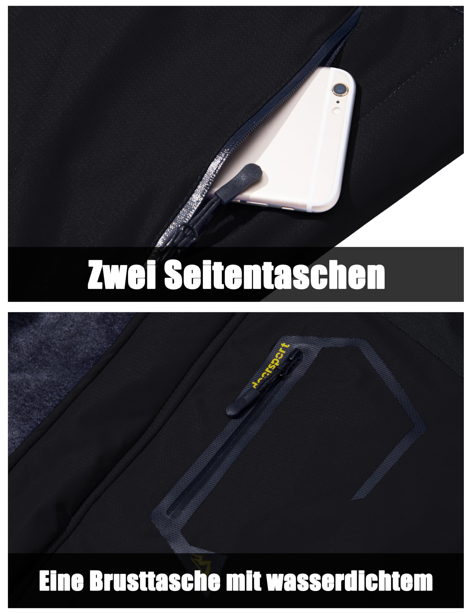 MAGCOMSEN Herren Winter Skijacke Fleece Gefüttert Softshelljacke Wasserdicht Winddicht Atmungsaktiv mit Abnehmbarer Kapuze