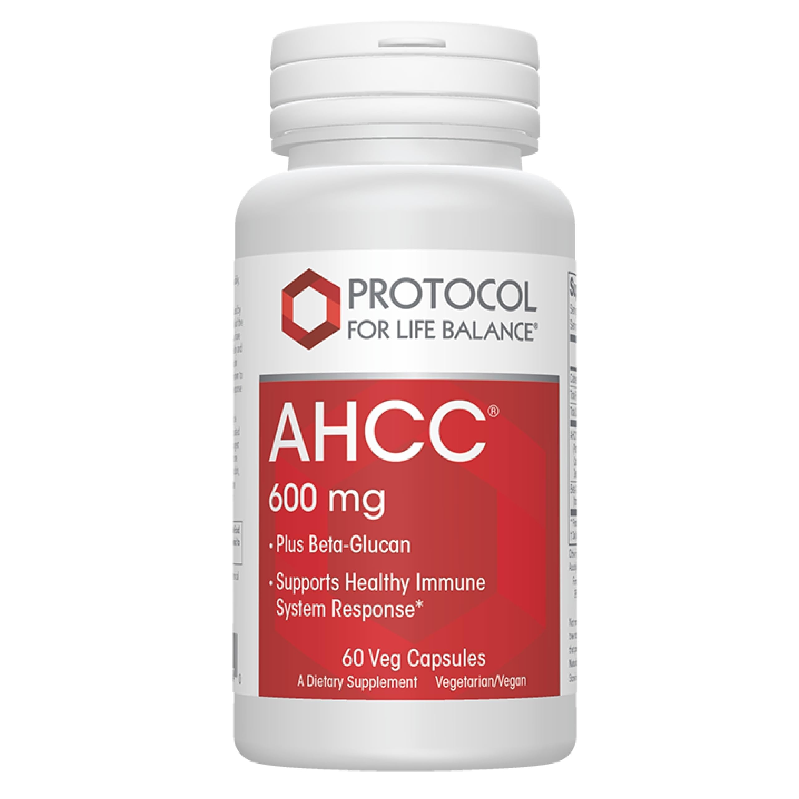Protocol AHCC 600 mg - Liver & Immune Support Supplement met Beta-Glucan* - May Aid Cellular Health & Stress* - Vegan, Dairy Free & Nut Free - 60 Veg Caps