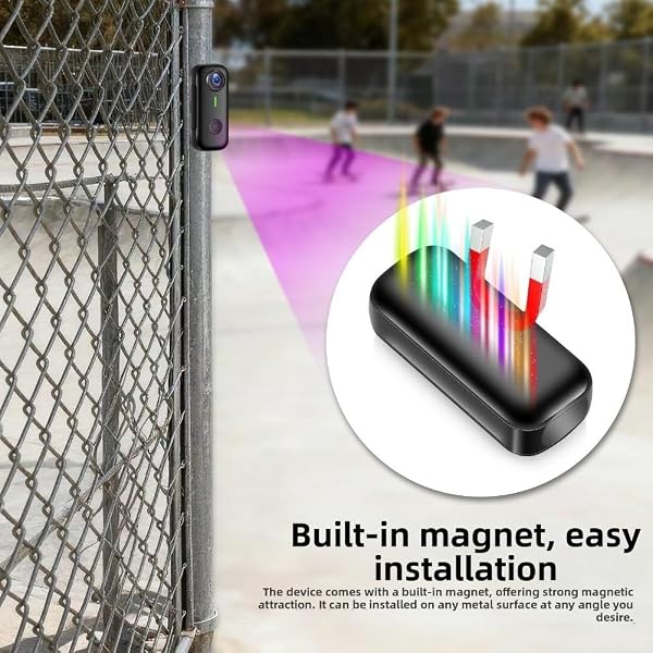 Action Camera magnetica compatta, 360° magnetica Pocket Thumb Cam, registrazione WiFi 2K, per registrazione, attività all'aperto, passeggiate (nero) - 4