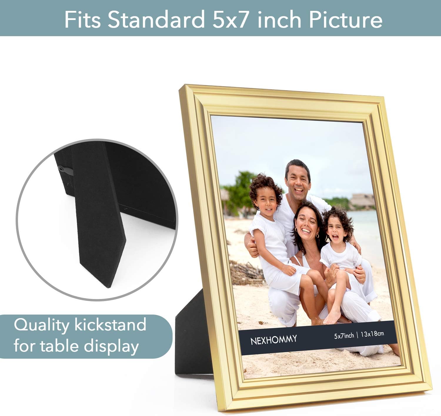 NEXHOMMY 5x7 Picture Frames Set - (12 Pack, Gold) Basic Designed Photo Frames Collage for Tabletop Display Or Wall Hanging with High Definition Glass, Set of 12