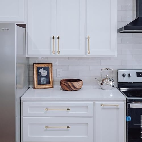 Miniatura 4 de POVEFONK Paquete de 10 manijas de gabinete de cocina de níquel satinado cepillado de 7.5 pulgadas (7.559 in) moleteadas, tiradores de cajón