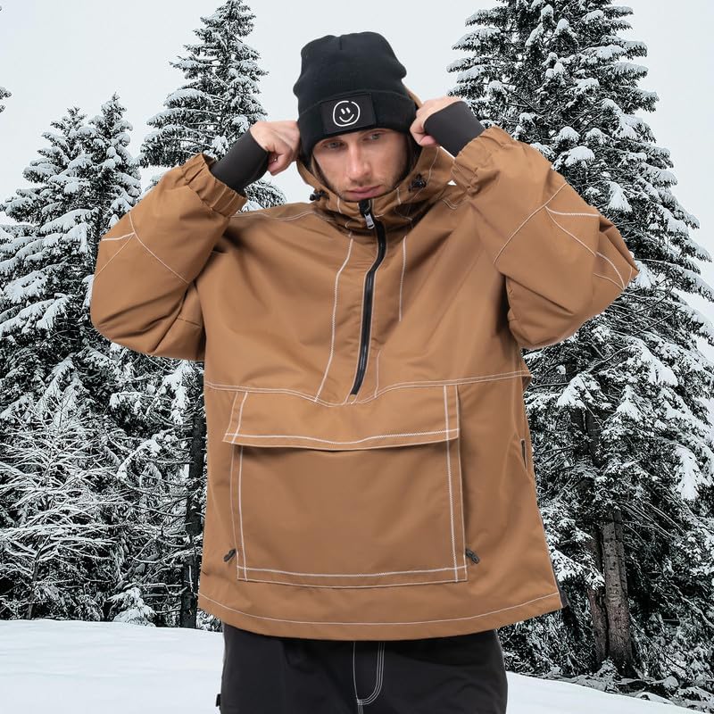 Snowshred Men's Baggy Snowboard Jacket Winter Waterproof Insulated Mountain Jacket with Hood for Winter Outdoor Sports