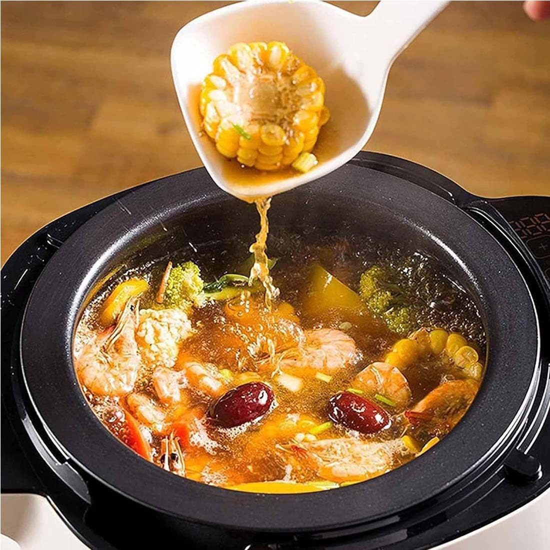Wok De Cuisson Automatique 6L,Machine à Sauter Multifonction,Démarrage Intelligent En Un Clic, Trois Vitesses Réglables,Rotation à 360 °,Pour Faire Sauter,Ragoût,Cuisiner Et Préparer Soupe