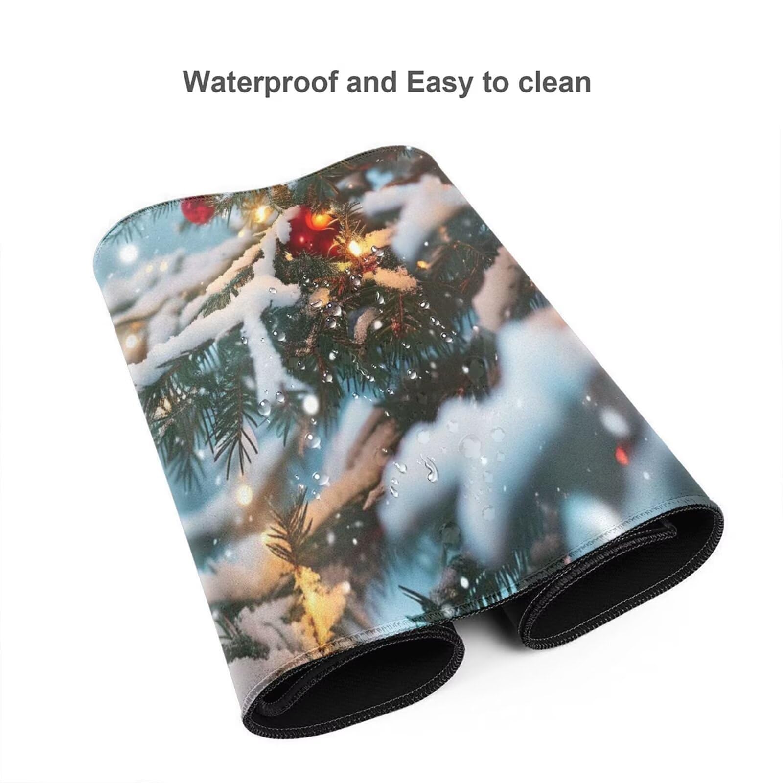 Alfombrilla Ratón Navidad Alfombrilla Ratón XXL 1600 x 800 mm, Invierno Mouse Pad Gaming con Bordes Cosidos, Impermeable Mousepad XXL Base de Goma Antideslizante Duradera, Mouse Pad para Oficina Q802