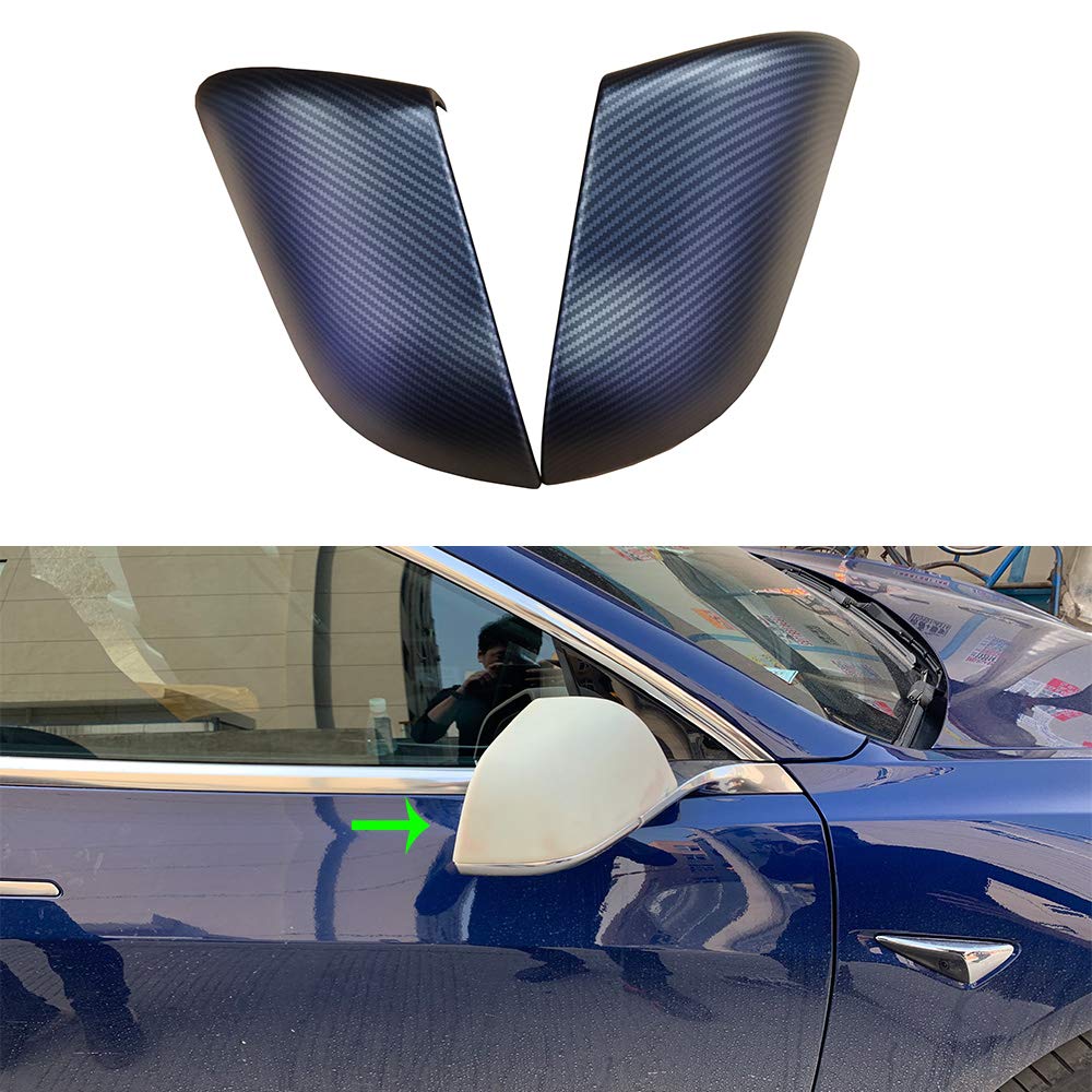 Oubolun Side Mirror Cover for Tesla Model S 2016-2020 Car Accessories ABS Plastic Imitation Carbon Fiber Matte Black Outer Decoration (Pack of 2)