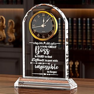 Ornalrist Boss Gifts for Men Women Crystal Clock, Gifts for Retirement Female Boss - Boss Appreciation Gift for Men, Boss's Day Gift Idea - Boss, Mentor, Leader Desk Office Home Decor