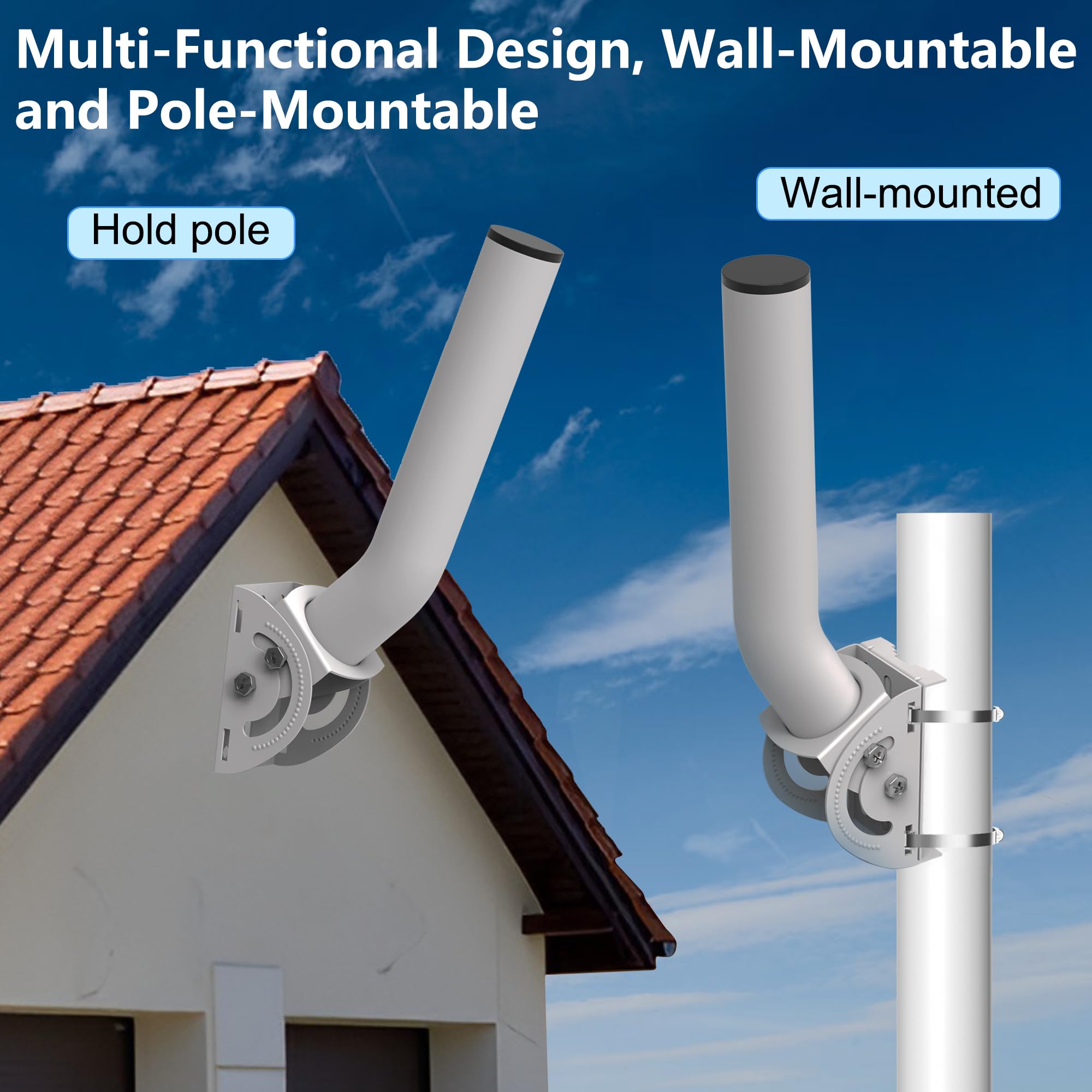 Universal Wireless Bridge Bracket Mount, 12” Adjustable J Pole Mount, Poles/Wall Mounts for Outdoor Access Point, Outside Mounting Brackets for Weather Sensors WiFi Extender Internet Router, 3-Pack