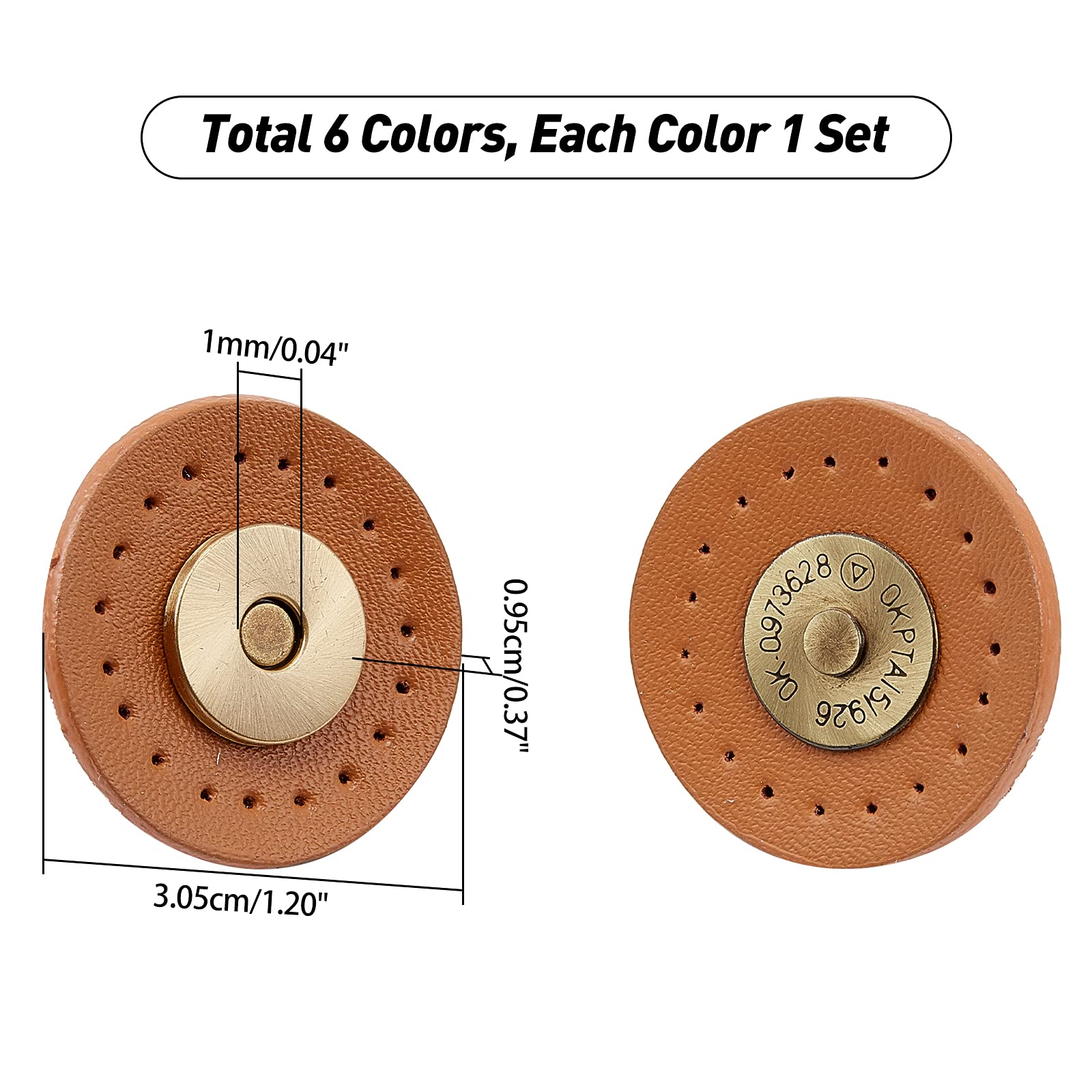 Amazon | WADORN 6色 6組 ボタン 縫い付け式 PU レザー