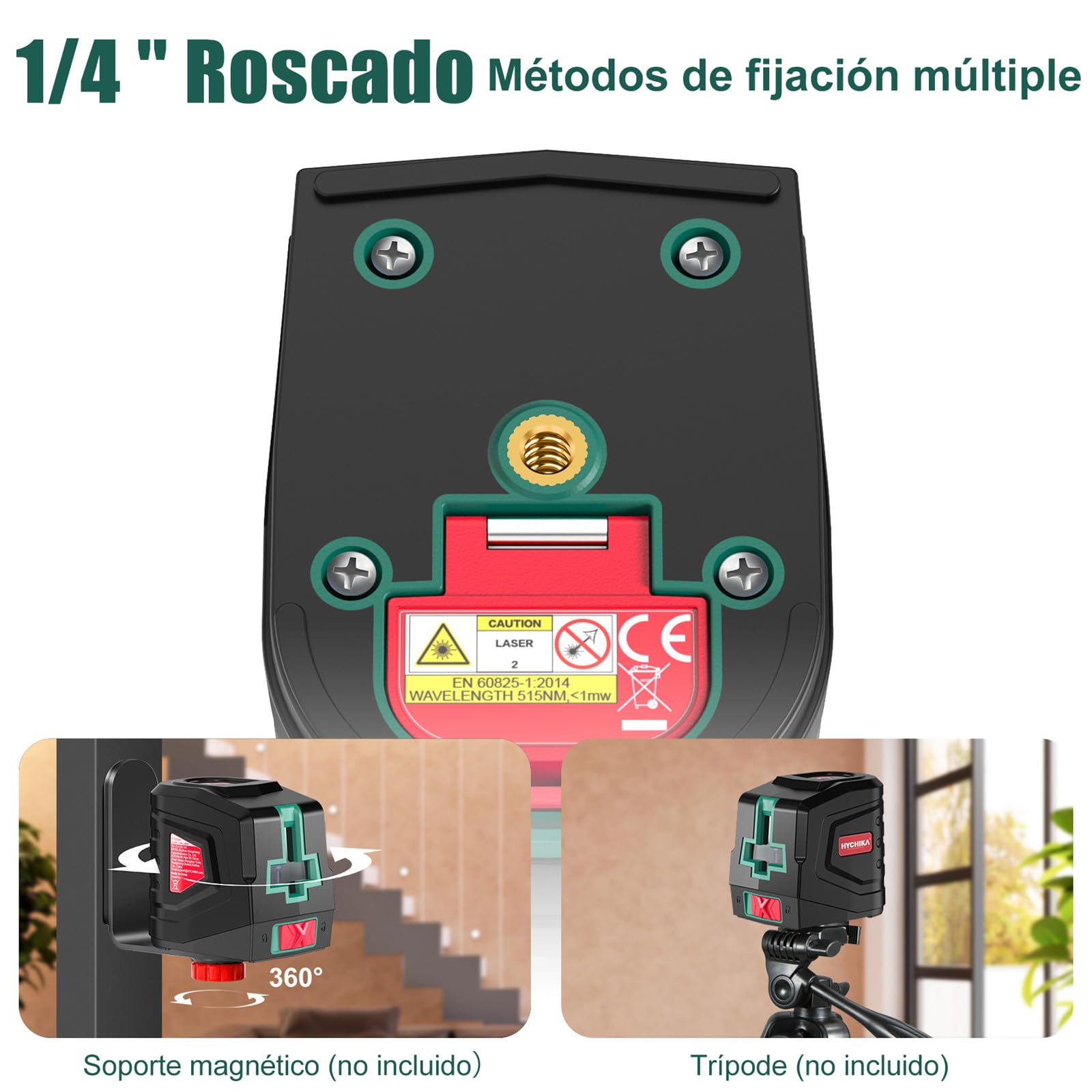 HYCHIKA Green Laser Level, Horizontal and Vertical Self-Leveling Laser Level, Line Laser with Canvas Bag and 2 AA Batteries, for Home Decoration, DIY — view 4