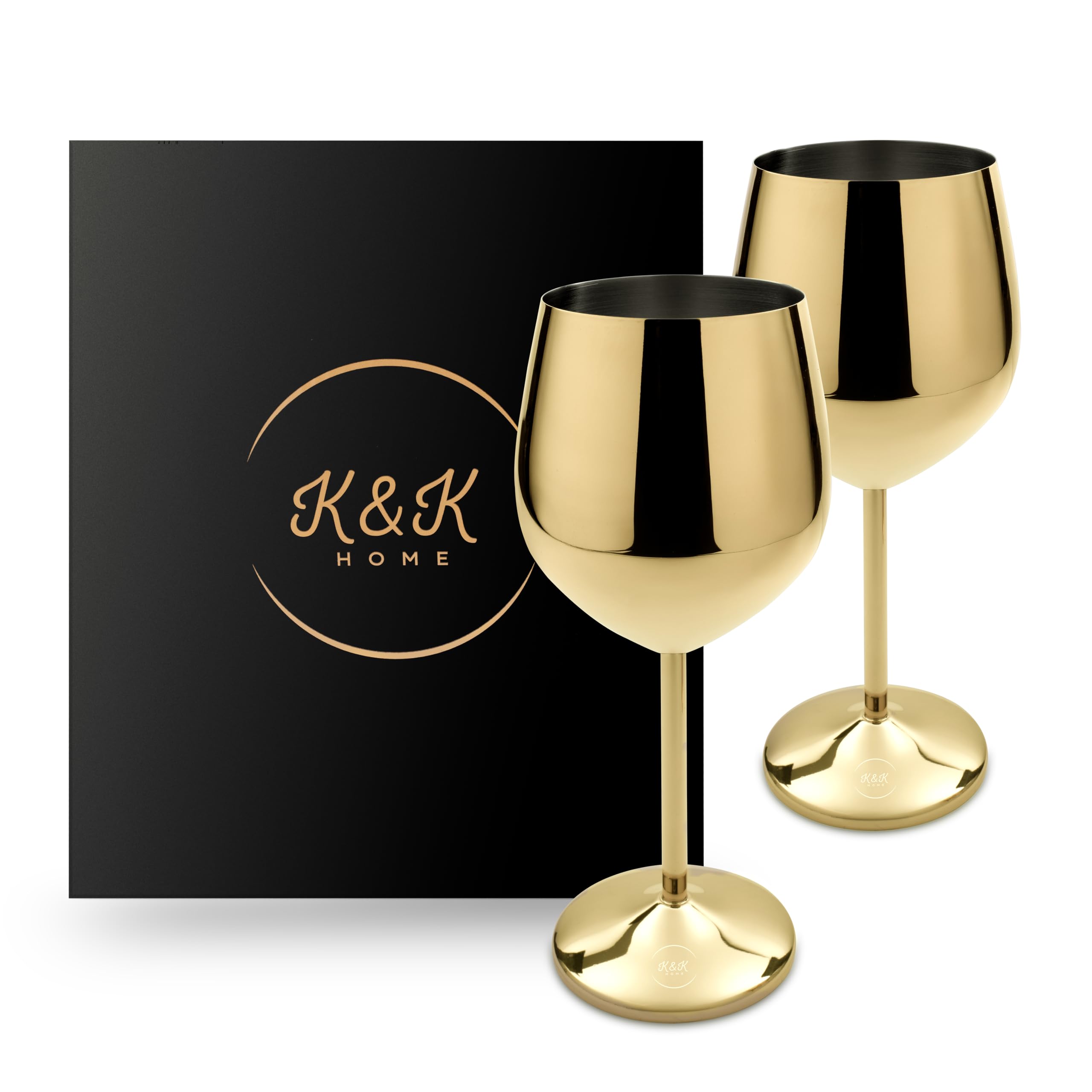 Verres à Vin Noirs Incassables En Acier Inoxydable Noir Mat K&K Home