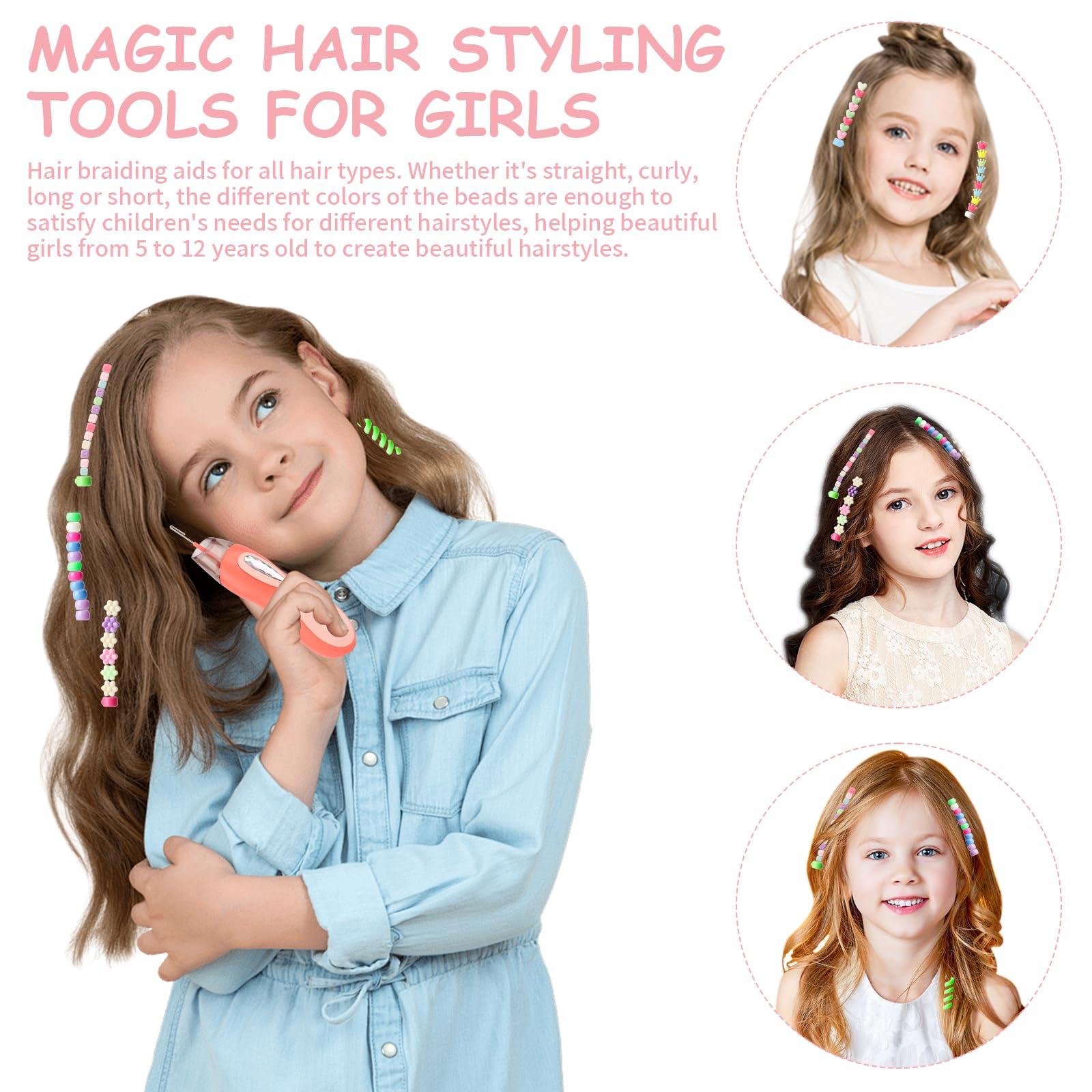 Cadeau Anniversaire Fille 7 Ans Machine à Tresser Perles Cheveux - Kit Coiffure Fille 5-12 Ans - Cadeau Créatif Anniversaire Cadeau Fille 9 Ans