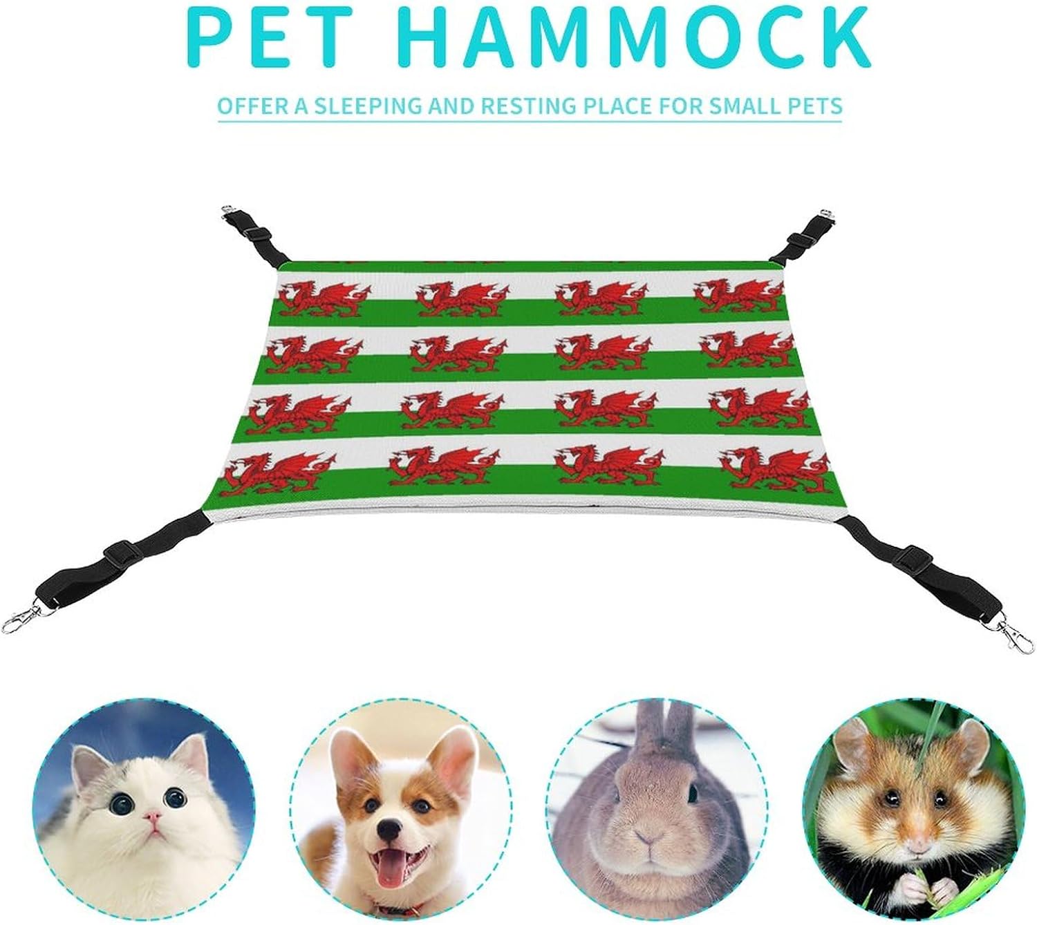 review Welsh Dragon Flags Cat Hammock Adjustable Straps Pet Cage Reversible Hanging Bed for Cats Small Dogs
