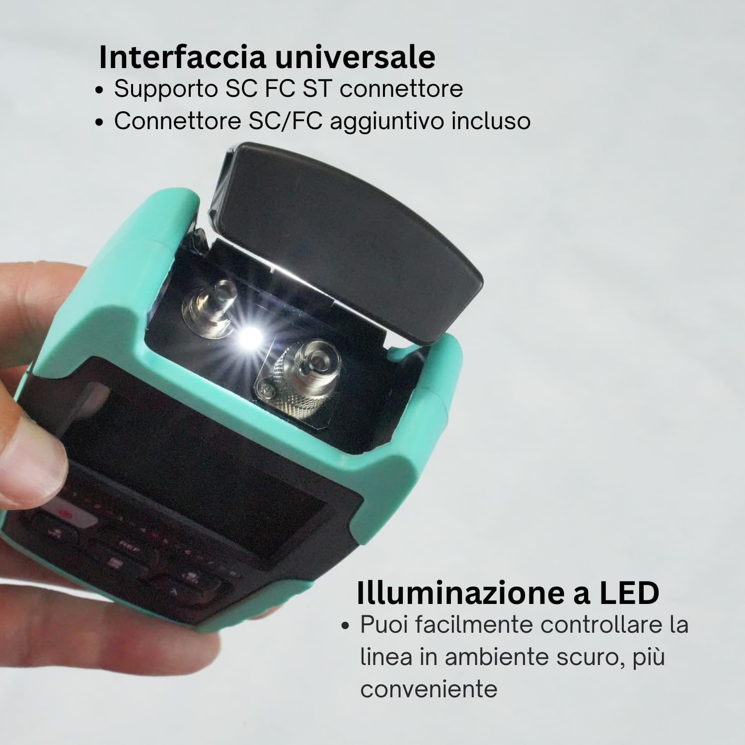 TM530 Tester per fibra ottica Misuratore di potenza ottico 4-in-1 con batteria ricaricabile, power meter fibra ottica multifunzionale con localizzatore visivo dotato di VFL RJ45 luce LED