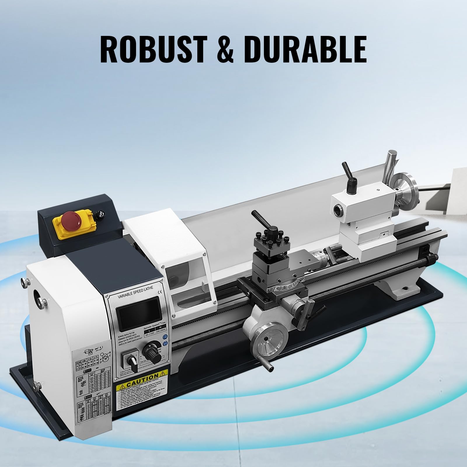 Metalldrehmaschine 220MMx500MM Mini-Tisch-Metalldrehmaschine 1500W Drehmaschine Tischdrehmaschine Bürstenlose Drehmaschine Variable Drehzahl 0-2500RPM für Metallbearbeitung Metal Lathe