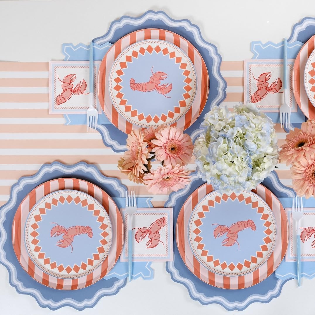 Lobster Paper Cocktail Napkins, 16 Count, 5 Inch Coastal Party Napkins for Seafood Boils, Beach Gatherings and Summer Celebrations