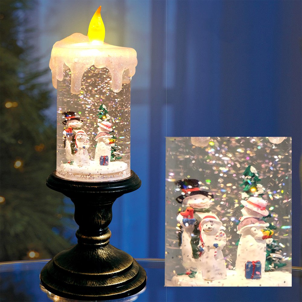 スノーマン ろうそく Amazon.com: Eldnacele Snowman Christmas Snow Globe Flameless
