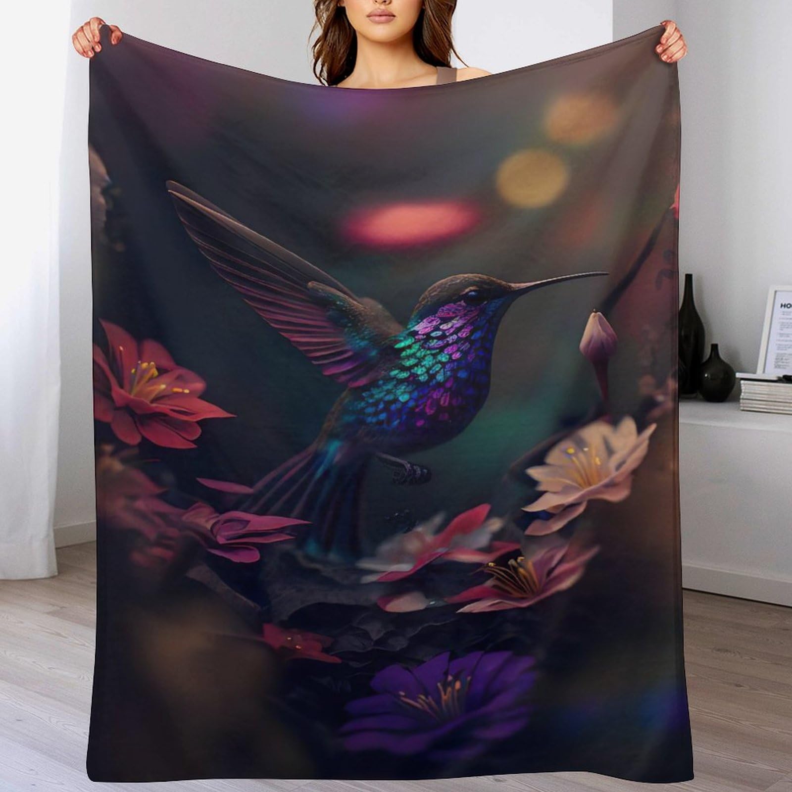 Couverture polaire Colibri en peluche flannel pour canapé et lit 150x200cm