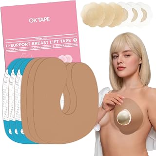 OKTAPE U-Shaped Boob Tape: Breast Lift for Backless Dresses, Ultra-Soft Skin-Friendly Sticky Bra B-DD Cup (1/3 Pairs)