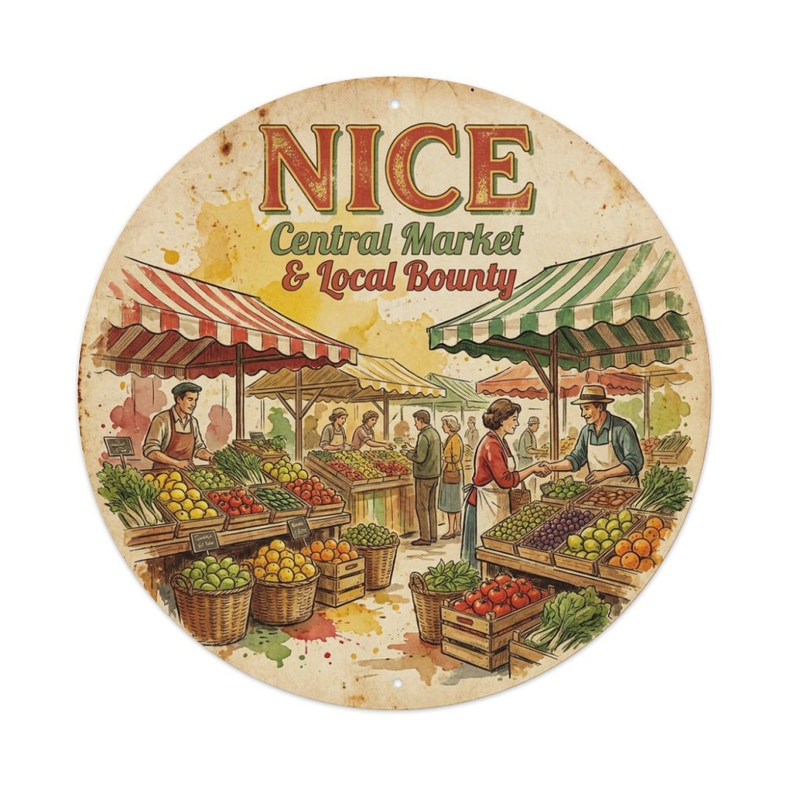 Olhnbad Style Central Market Local Bounty Nice Cuisine Culture Travel Metal Tin Sign