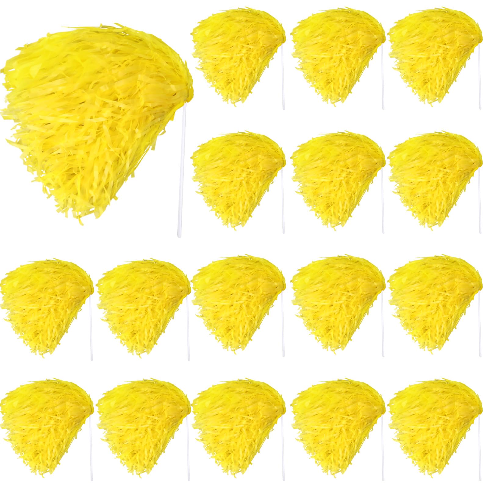 Vinsot 20 Pcs Yellow Cheerleading Pom Poms Bulk Plastic Pom Poms