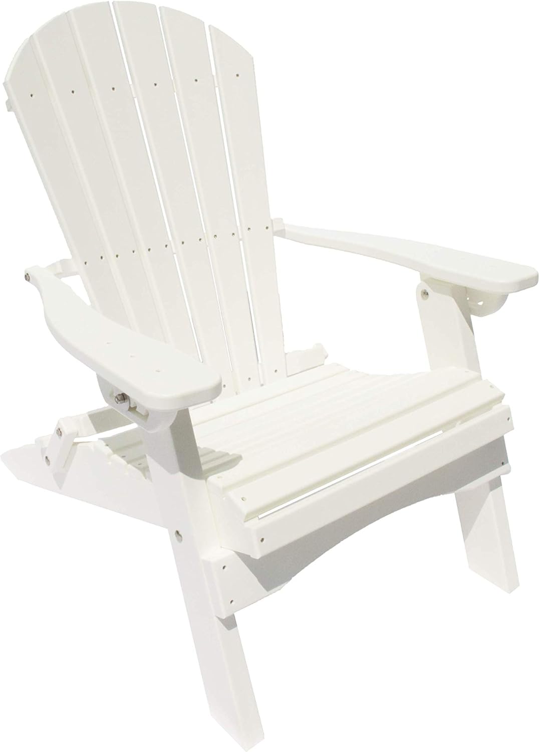 Gazebo Joe's Heavy Duty Reclining Lounge Poly Resin Folding Adirondack Chair, Weather Resistant for Patio, Yard, Deck, Garden Furniture - White