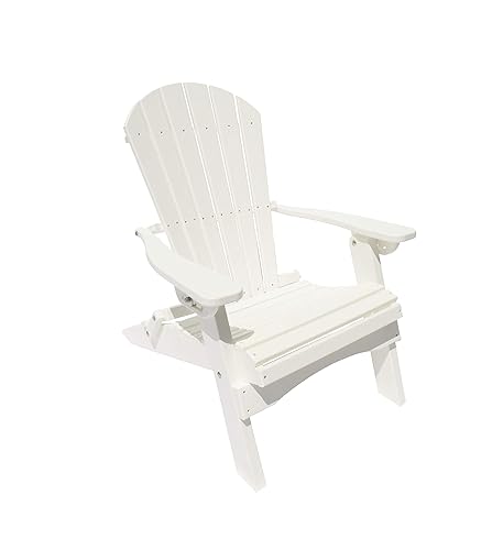 Heavy Duty Reclining Lounge Poly Resin Folding Adirondack Chair, Weather