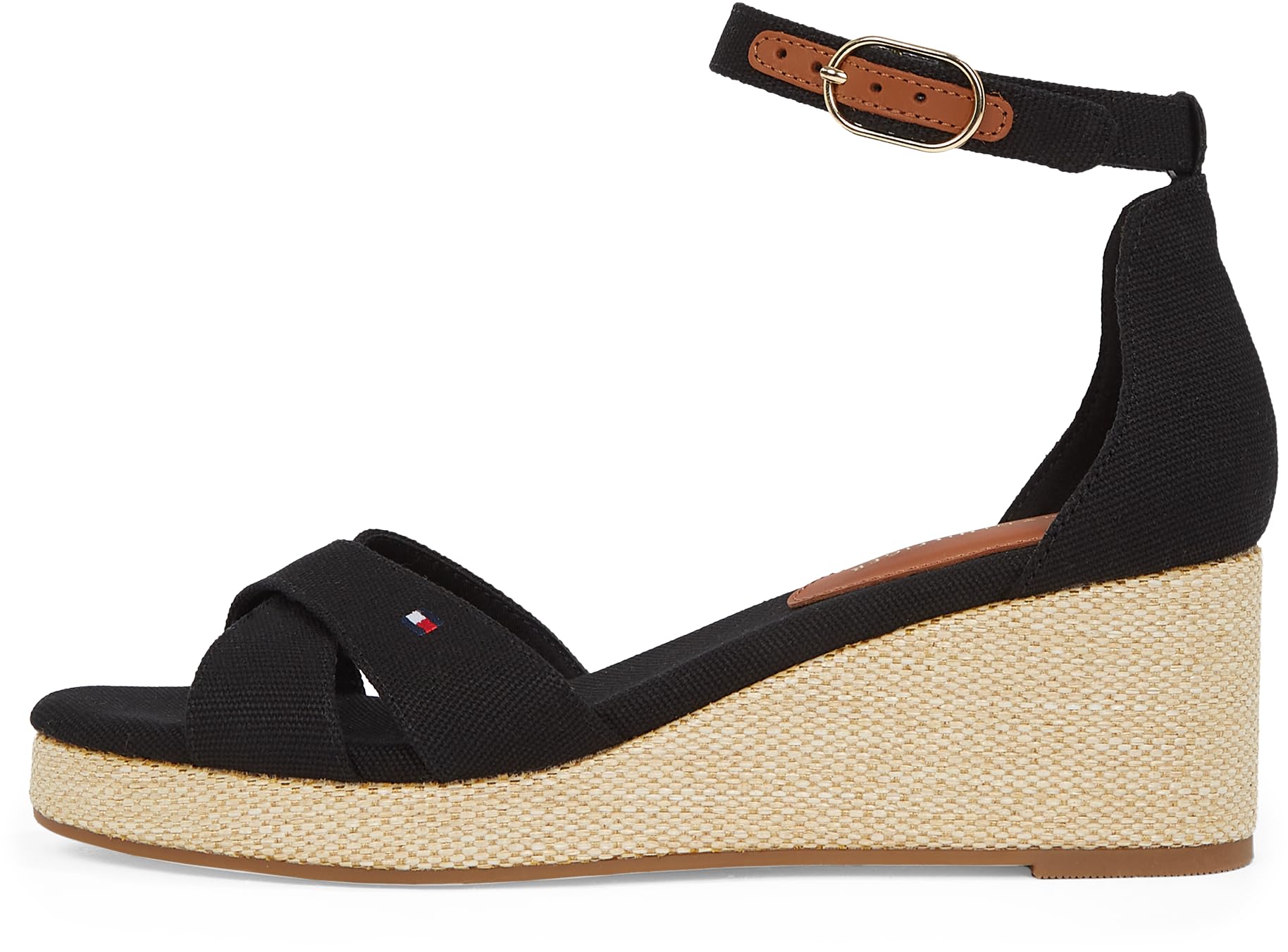 Tommy Hilfiger Women’s Flag Wedge Espadrilles with Ankle Straps, Black (Black), 7