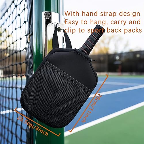 Miniatura 4 de WK IEASON Funda de neopreno para raqueta de pickleball con bolsillos interiores y correa de mango, cubierta de paleta de pickleball bolsa
