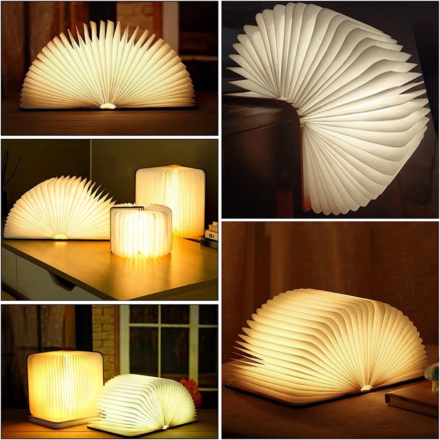 Lampada da lettura a LED, lampada da libro pieghevole, illuminazione d'atmosfera bianca calda ricaricabile tramite USB, lampada da scrivania, luce notturna, lampada da comodino per la decorazione
