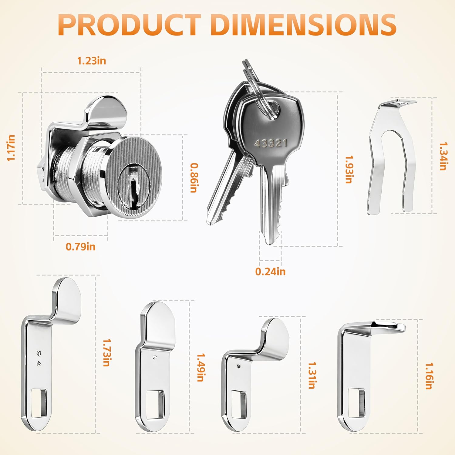 S 4573 Mailbox Lock – Replacement, for Several Brands, NA-14 Keyway, 90º Rotation Counter-Clockwise, Nickel Finish, Silver, 10 Pack