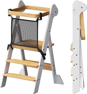 COSYLAND Toddler Tower Standing Foldable Kids Step Stool Kitchen Helper
