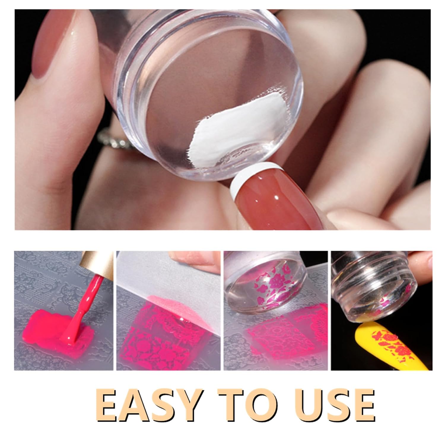 Silicone Nail Stamper with Nail Scrapers Nail Art Stamp Kit DIY French Manicure Tip Tool Home & Salon Nail Decor (Multicolors, 3 PCS)