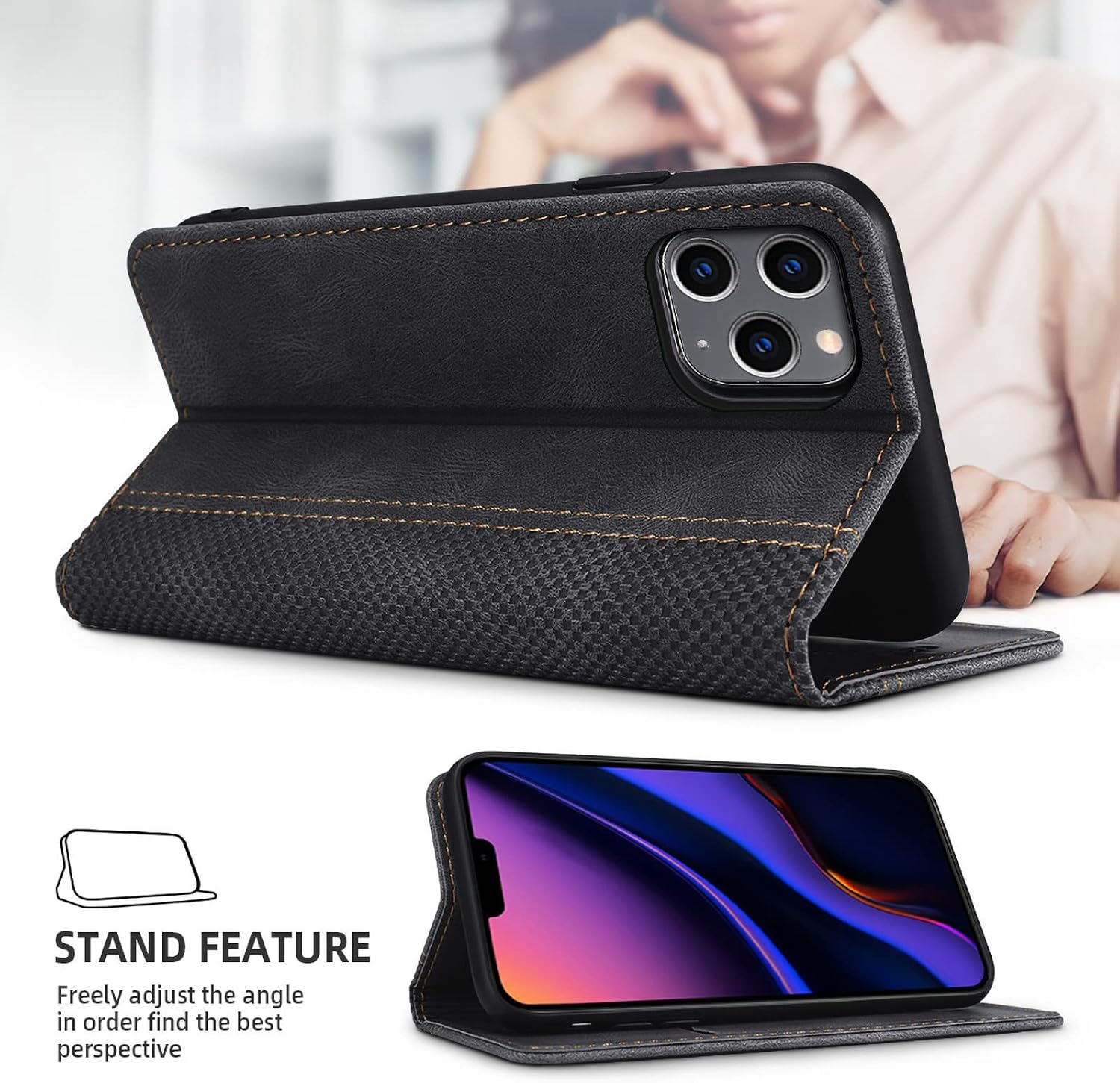 AKABEILA Case for OnePlus Nord CE 3 5G Premium PU Leather Flip Wallet Case with Magnetic Closure Kickstand Card Slots Folio Mobile Phone Case Cover Protective Case Black