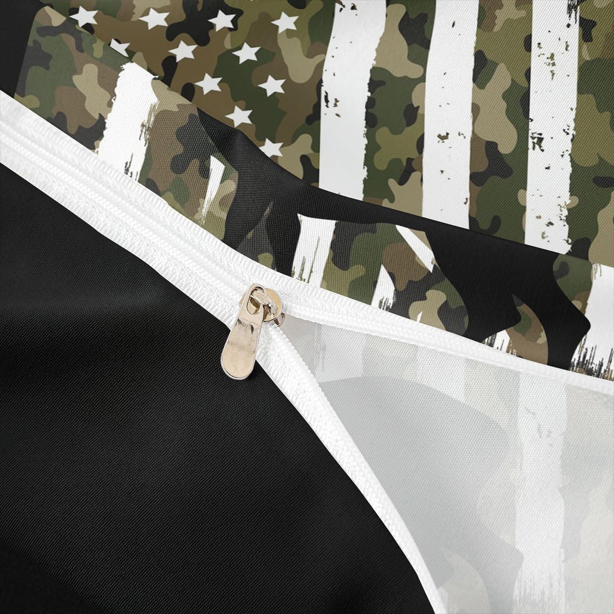 Erosebridal Camo American Flag Comforter Cover,Black Deer Silhouette Duvet Cover King,Natural Style Bedding Set with 2 Pillowcases,USA Flag Green Camouflage Quilt Cover for Kids Boys Home Bedroom