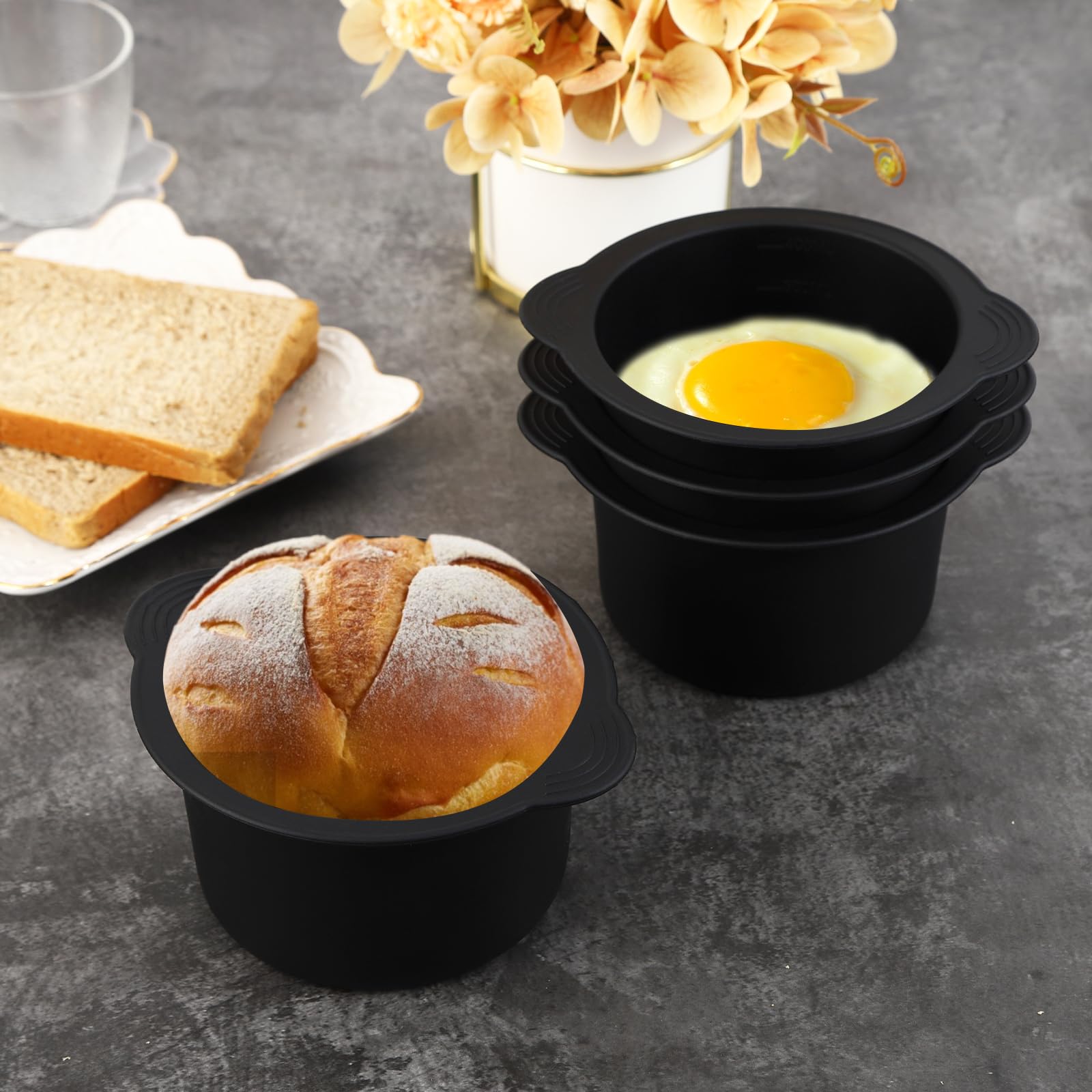 Lot De 4 Moules à œufs Pochés En Silicone - Pour Friteuse Sans Huile, Micro-ondes - 7.5x5cm - 8
