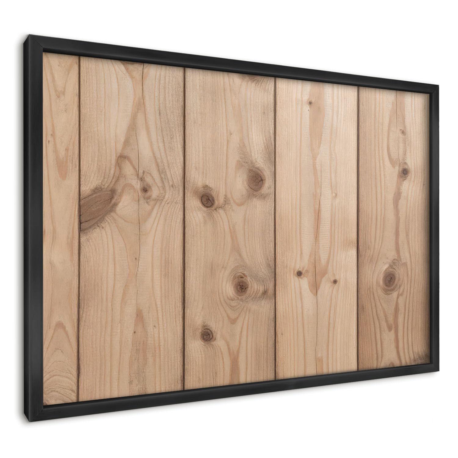 Panel Magnético Creativo 60x40 cm | con Marco Negro | Textura De Madera | Montaje Fácil | Pizarra de Pared Escolar | Para Letras Magnéticas, Números, Notas de Estudio y Calendario