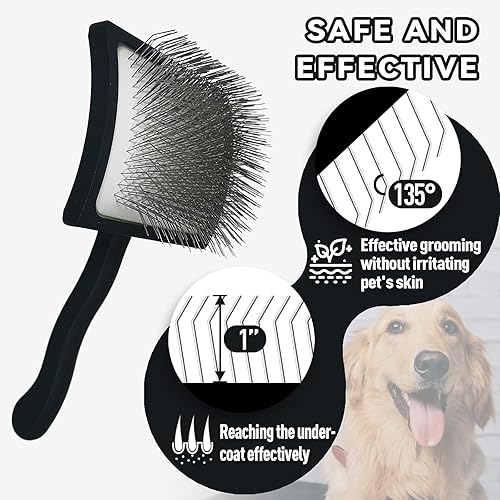Miniatura 2 de Cepillo para perros Goldendoodles, caniches, garabatos, caniche y garabatos, cepillo extra largo para perros de pelo medio a largo, para pelaje de