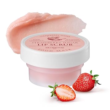 SKINFOOD Strawberry Sugar Lip Scrub Mask, Stocking Stuffers, Exfoliating Lip Care, Hydrating Korean Lip Product for Soft & Smooth Lips, Deep Nourishment Mild Sugar Scrub Vegan 0.71 fl. Oz.