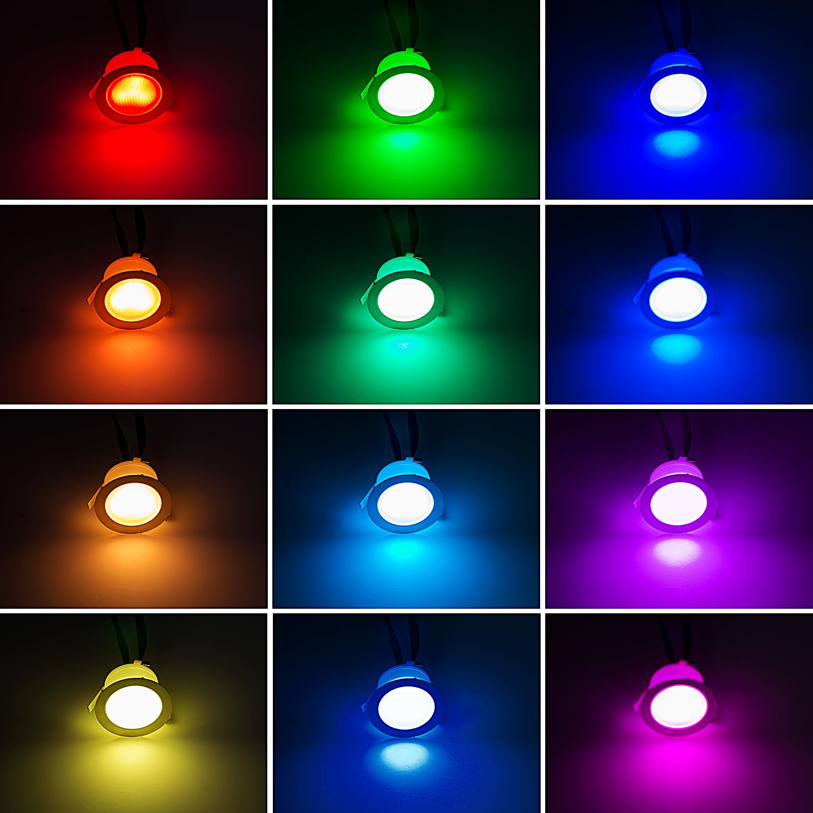 Terrassen Einbaustrahler Aussen, 12V Ø42mm LED Bodeneinbaustrahler mit Timer, IP67 wasserdicht Terrassen Einbaustrahler für Außen-12er Set RGB+warmweiß, Terassenbeleuchtungen Garten Spot