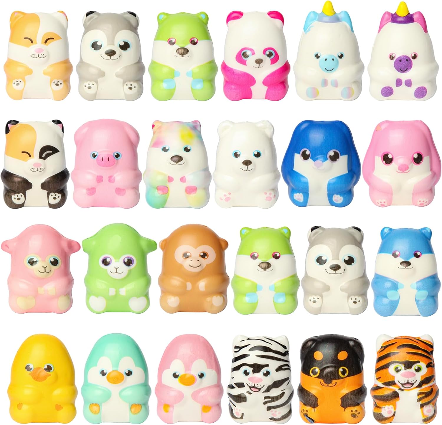 24 Pcs Animal Squishy Toys for Kids, Slow Rising Squeeze Stress Relief Toys, Kawaii Jumbo Squishies Party Favors for Boys Girls Goodie Bag Stuffers, Pinata Stuffers,Carnival Prizes,Classroom Rewards