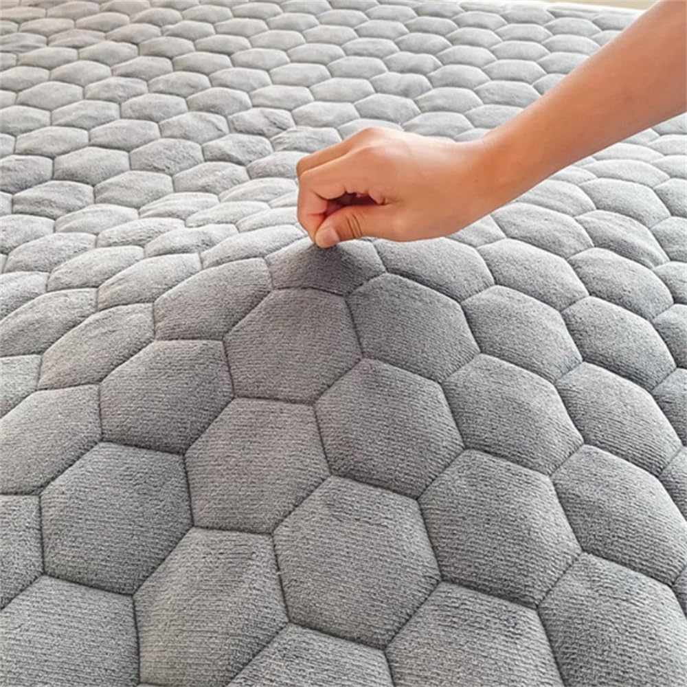 Odot Protector de Colchón Acolchado, Topper Colchón Franela Suave, Cubrecolchón con Bandas elásticas, Colchón de Futón Plegable Lavable Comodo con Diseño Antideslizante (150x200cm,Rojo)