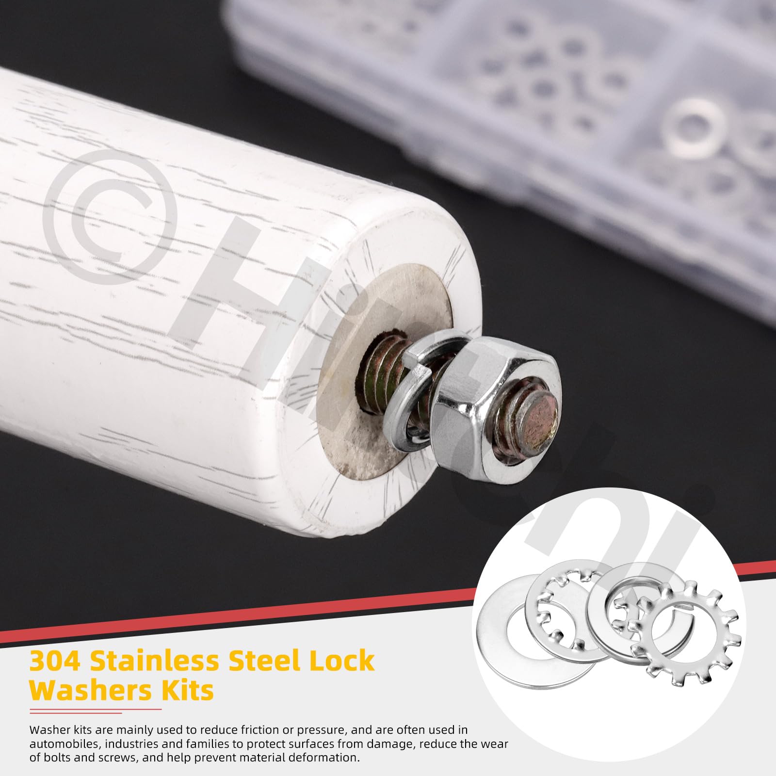 Hilitchi Set di 400 rondelle di bloccaggio dentellate interne in acciaio inox 304 britannico 304, rondelle di bloccaggio a velocità rapida per viti e bulloni (#6#8#10 1/4" 5/16" 3/8")